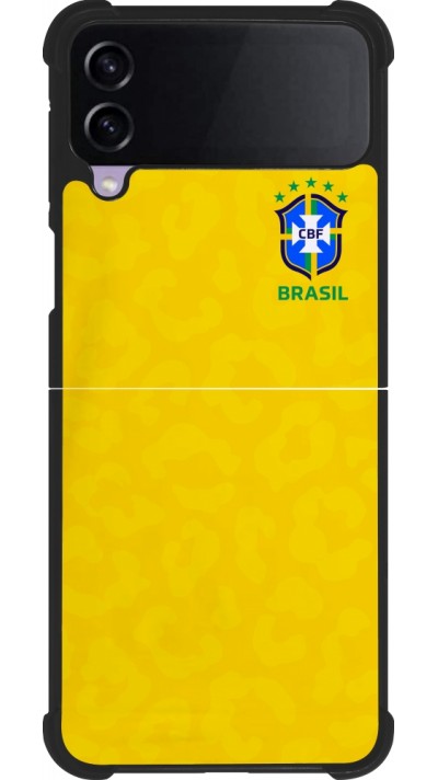 Coque Samsung Galaxy Z Flip4 - Silicone rigide noir Maillot de football Brésil 2022 personnalisable