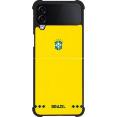 Coque Samsung Galaxy Z Flip4 - Silicone rigide noir Maillot de football Bresil 2026 personnalisable
