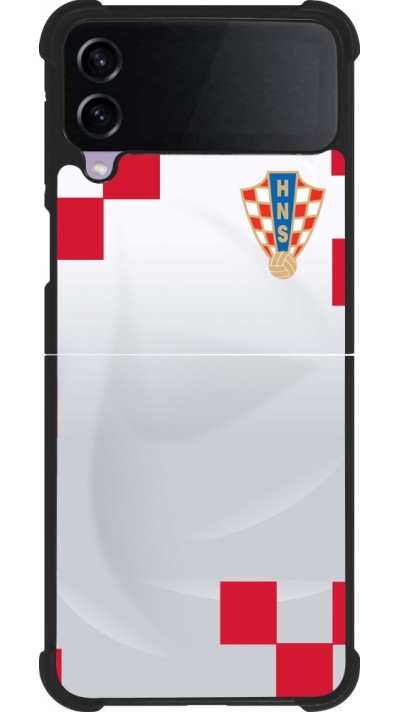 Coque Samsung Galaxy Z Flip4 - Silicone rigide noir Maillot de football Croatie 2022 personnalisable