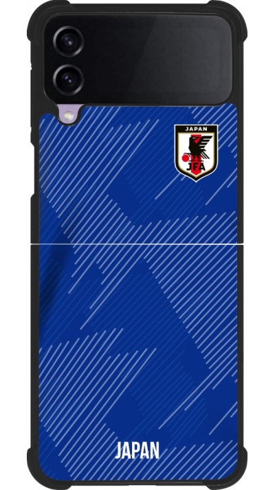 Coque Samsung Galaxy Z Flip4 - Silicone rigide noir Maillot de football Japon 2022 personnalisable