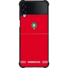 Coque Samsung Galaxy Z Flip4 - Silicone rigide noir Maillot de football Maroc 2026 personnalisable