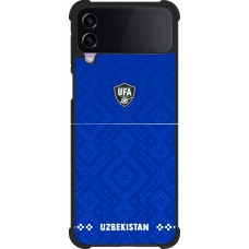 Coque Samsung Galaxy Z Flip4 - Silicone rigide noir Maillot de football Ouzbékistan 2026 personnalisable