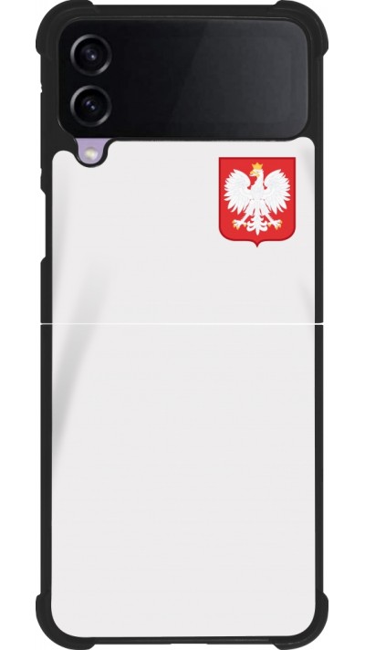 Coque Samsung Galaxy Z Flip4 - Silicone rigide noir Maillot de football Pologne 2022 personnalisable