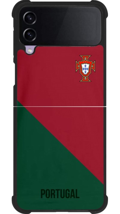 Coque Samsung Galaxy Z Flip4 - Silicone rigide noir Maillot de football Portugal 2022