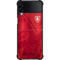Coque Samsung Galaxy Z Flip4 - Silicone rigide noir Maillot de football République Tchèque personnalisable