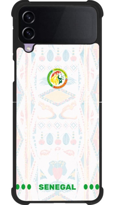 Coque Samsung Galaxy Z Flip4 - Silicone rigide noir Maillot de football Sénégal 2026 personnalisable