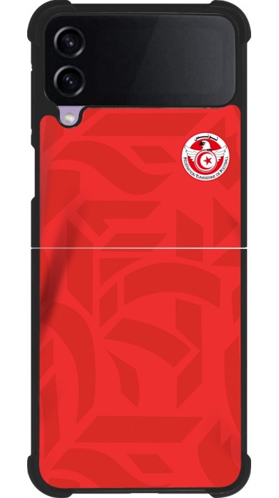 Coque Samsung Galaxy Z Flip4 - Silicone rigide noir Maillot de football Tunisie 2022 personnalisable