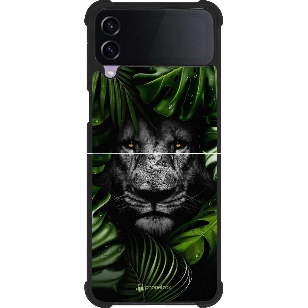Coque Samsung Galaxy Z Flip4 - Silicone rigide noir Forest Lion