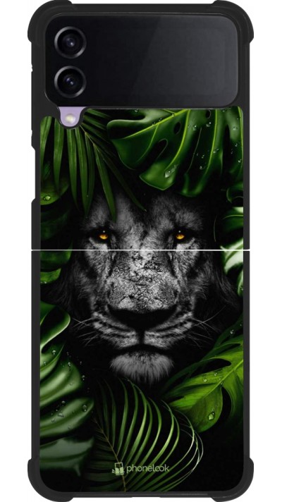 Coque Samsung Galaxy Z Flip4 - Silicone rigide noir Forest Lion