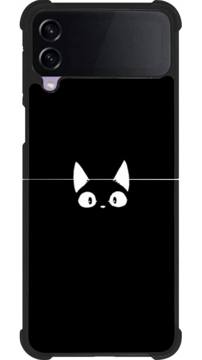 Coque Samsung Galaxy Z Flip4 - Silicone rigide noir Funny cat on black