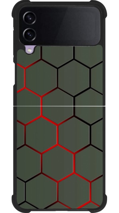 Coque Samsung Galaxy Z Flip4 - Silicone rigide noir Geometric Line red