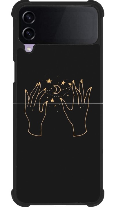 Coque Samsung Galaxy Z Flip4 - Silicone rigide noir Grey magic hands