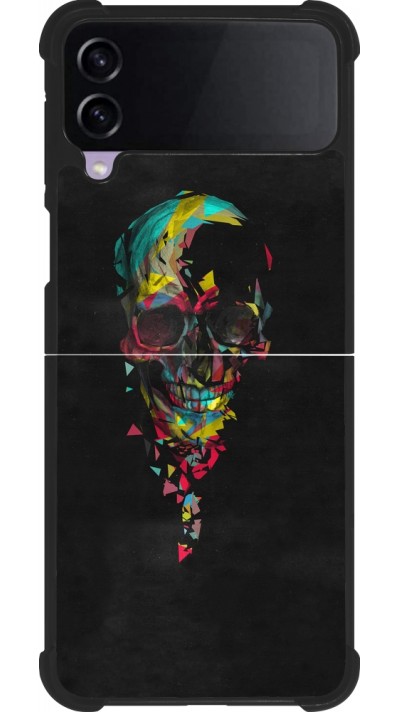 Coque Samsung Galaxy Z Flip4 - Silicone rigide noir Halloween 22 colored skull