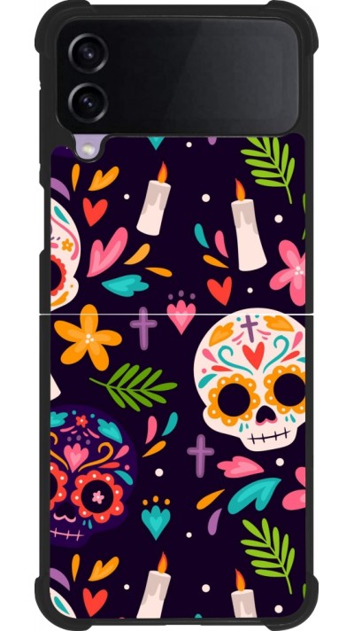 Coque Samsung Galaxy Z Flip4 - Silicone rigide noir Halloween 2023 mexican style