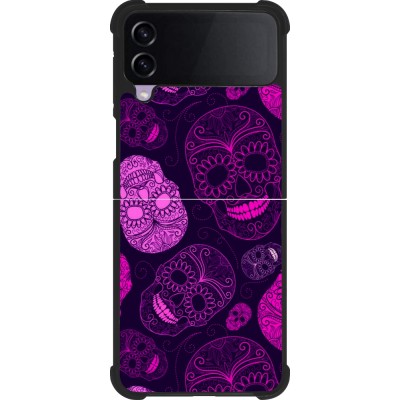 Samsung Galaxy Z Flip4 Case Hülle - Silikon schwarz Halloween 2023 pink skulls