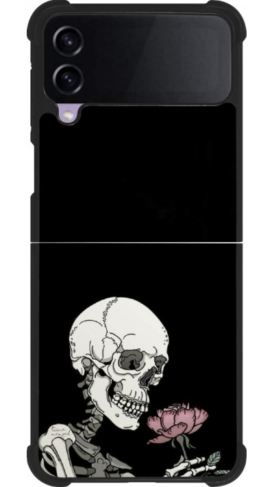Coque Samsung Galaxy Z Flip4 - Silicone rigide noir Halloween 2023 rose and skeleton