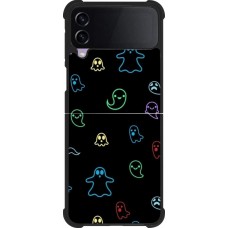 Coque Samsung Galaxy Z Flip4 - Silicone rigide noir Halloween 2024 colorful ghosts