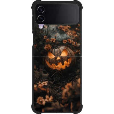 Samsung Galaxy Z Flip4 Case Hülle - Silikon schwarz Halloween 2025 Pumpkin with flowers