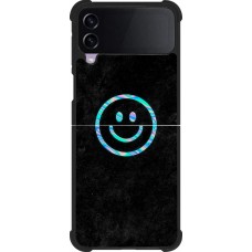 Coque Samsung Galaxy Z Flip4 - Silicone rigide noir Happy smiely irisé