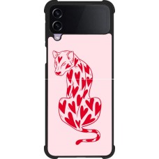 Samsung Galaxy Z Flip4 Case Hülle - Silikon schwarz Leopard with hearts 2026