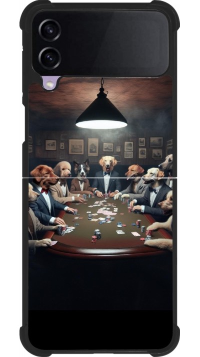 Coque Samsung Galaxy Z Flip4 - Silicone rigide noir Les pokerdogs