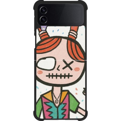 Samsung Galaxy Z Flip4 Case Hülle - Silikon schwarz Little Girl Sketch