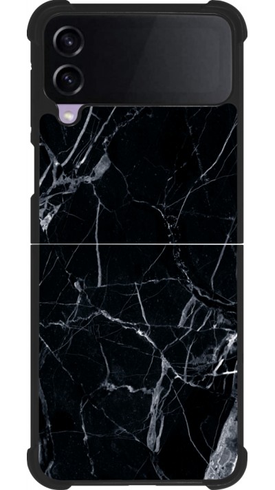 Coque Samsung Galaxy Z Flip4 - Silicone rigide noir Marble Black 01