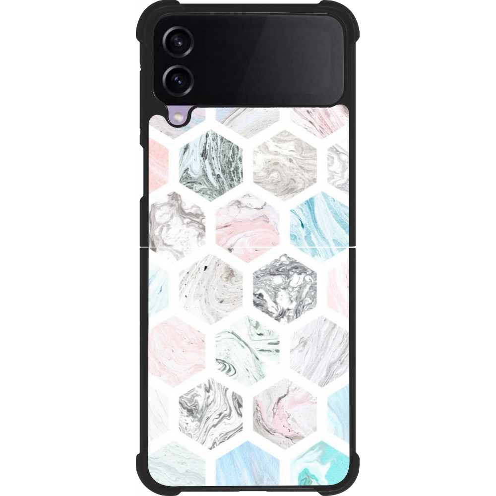 Samsung Galaxy Z Flip4 Case Hülle - Silikon schwarz Marble Everything