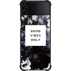 Samsung Galaxy Z Flip4 Case Hülle - Silikon schwarz Marble Good Vibes Only