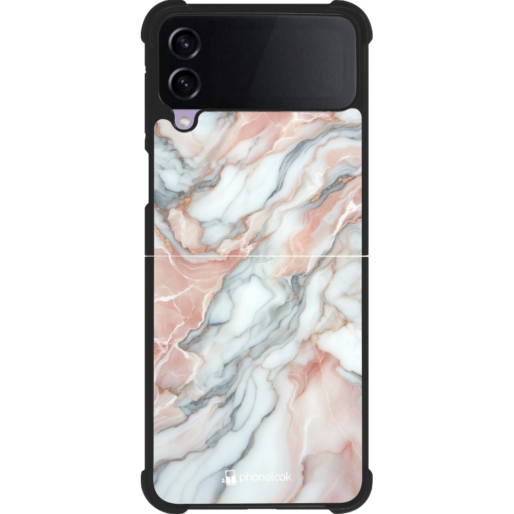 Samsung Galaxy Z Flip4 Case Hülle - Silikon schwarz Rosa Leuchtender Marmor