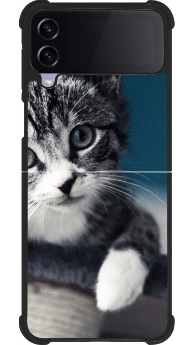 Coque Samsung Galaxy Z Flip4 - Silicone rigide noir Meow 23