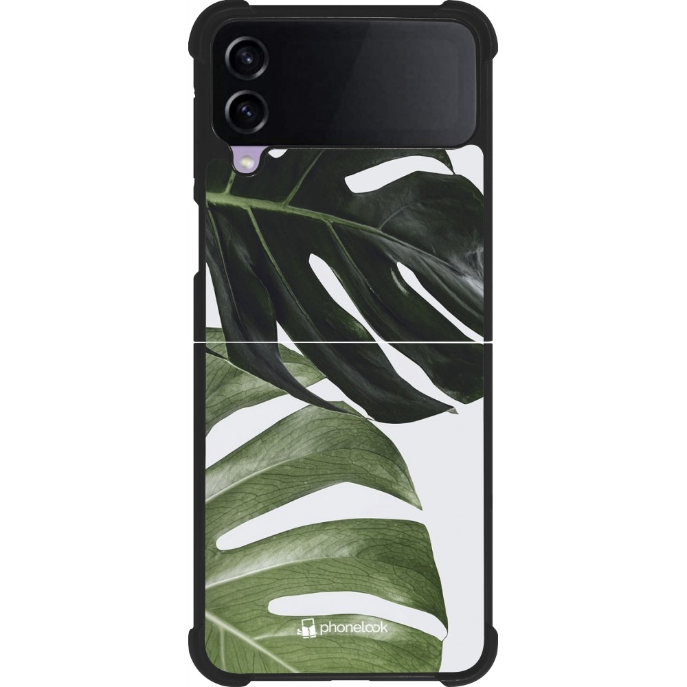 Coque Samsung Galaxy Z Flip4 - Silicone rigide noir Monstera Plant