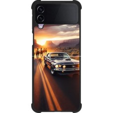 Coque Samsung Galaxy Z Flip4 - Silicone rigide noir Mustang 69 Grand Canyon