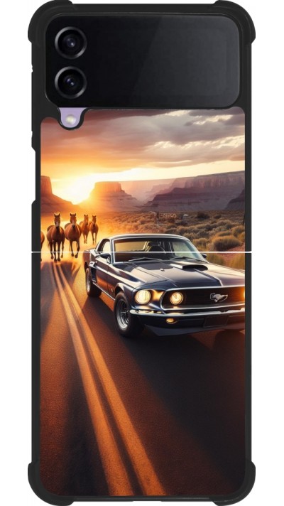 Coque Samsung Galaxy Z Flip4 - Silicone rigide noir Mustang 69 Grand Canyon