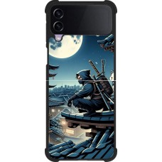 Samsung Galaxy Z Flip4 Case Hülle - Silikon schwarz Ninja unter dem Mond