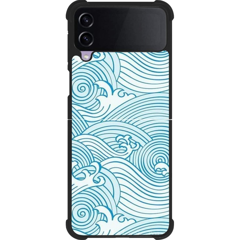 Samsung Galaxy Z Flip4 Case Hülle - Silikon schwarz Ocean Waves