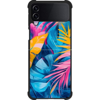 Coque Samsung Galaxy Z Flip4 - Silicone rigide noir Palms Blue