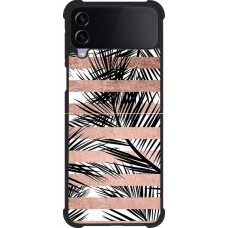 Samsung Galaxy Z Flip4 Case Hülle - Silikon schwarz Palm trees gold stripes
