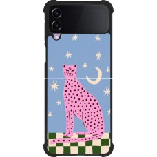 Samsung Galaxy Z Flip4 Case Hülle - Silikon schwarz Pink leopard with stars 2026