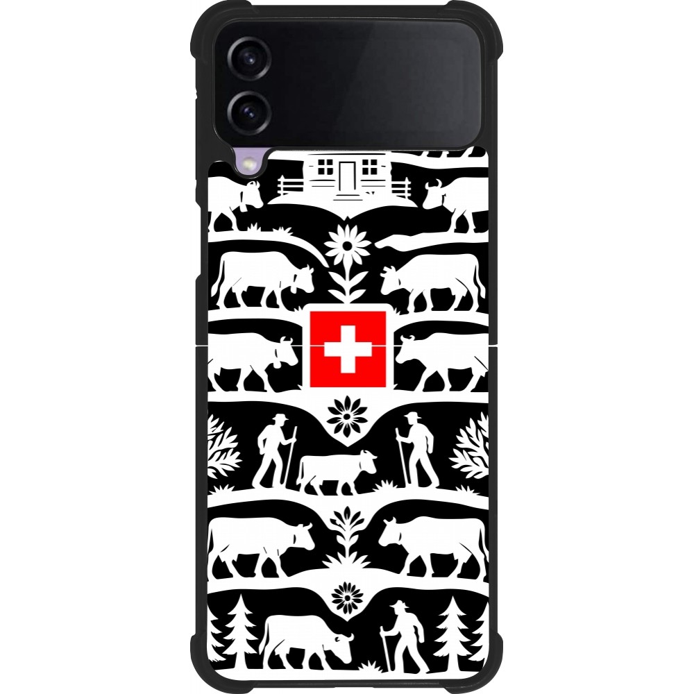 Coque Samsung Galaxy Z Flip4 - Silicone rigide noir Poya Suisse 3 noir