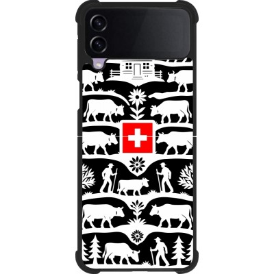 Coque Samsung Galaxy Z Flip4 - Silicone rigide noir Poya Suisse 3 noir