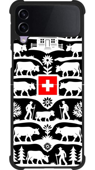 Coque Samsung Galaxy Z Flip4 - Silicone rigide noir Poya Suisse 3 noir