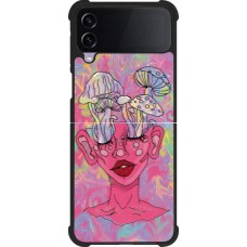 Samsung Galaxy Z Flip4 Case Hülle - Silikon schwarz Psychedelic pink mushroom