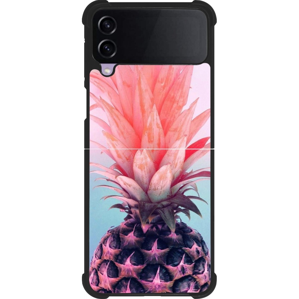 Samsung Galaxy Z Flip4 Case Hülle - Silikon schwarz Purple Pink Pineapple