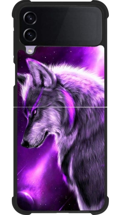 Samsung Galaxy Z Flip4 Case Hülle - Silikon schwarz Purple Sky Wolf