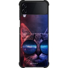 Samsung Galaxy Z Flip4 Case Hülle - Silikon schwarz Red Blue Cat Glasses