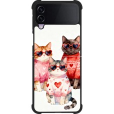 Coque Samsung Galaxy Z Flip4 - Silicone rigide noir Saint Valentines Day 26 Cat Love
