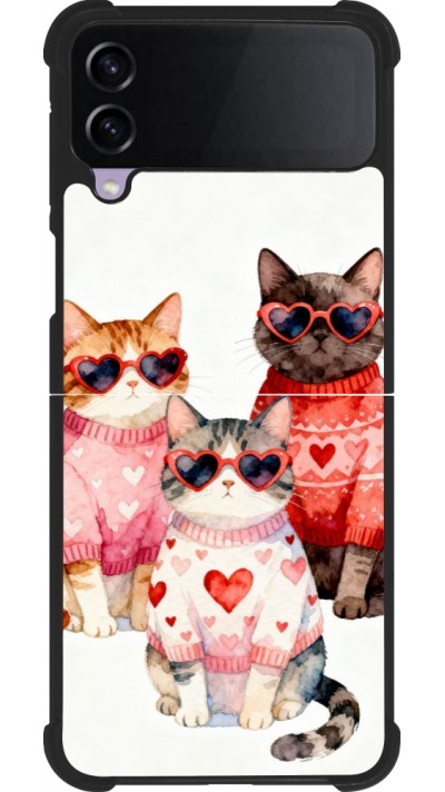Coque Samsung Galaxy Z Flip4 - Silicone rigide noir Saint Valentines Day 26 Cat Love