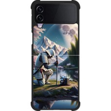 Samsung Galaxy Z Flip4 Case Hülle - Silikon schwarz Samurai Katana Mond