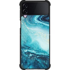 Coque Samsung Galaxy Z Flip4 - Silicone rigide noir Sea Foam Blue